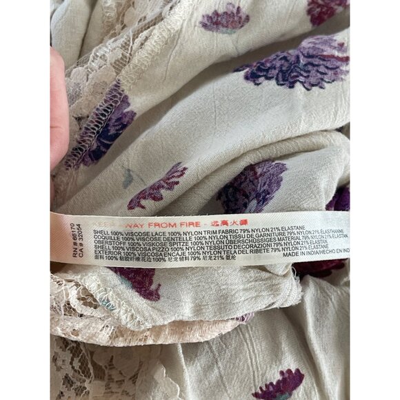 Intimately Free People Poppy Floral Printed Bodysuit Cream Lace Ivory Ruffle S - Picture 7 of 9